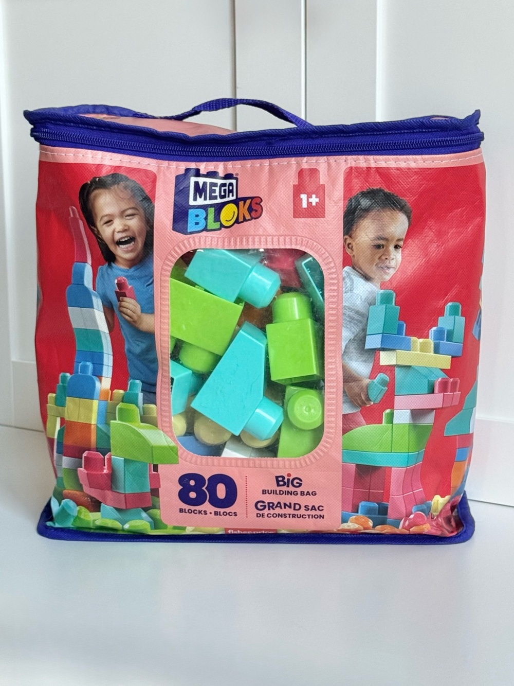 Mega Bloks Fisher-Price 80 Piece First Builders Big Building Bag Block Toy Set
